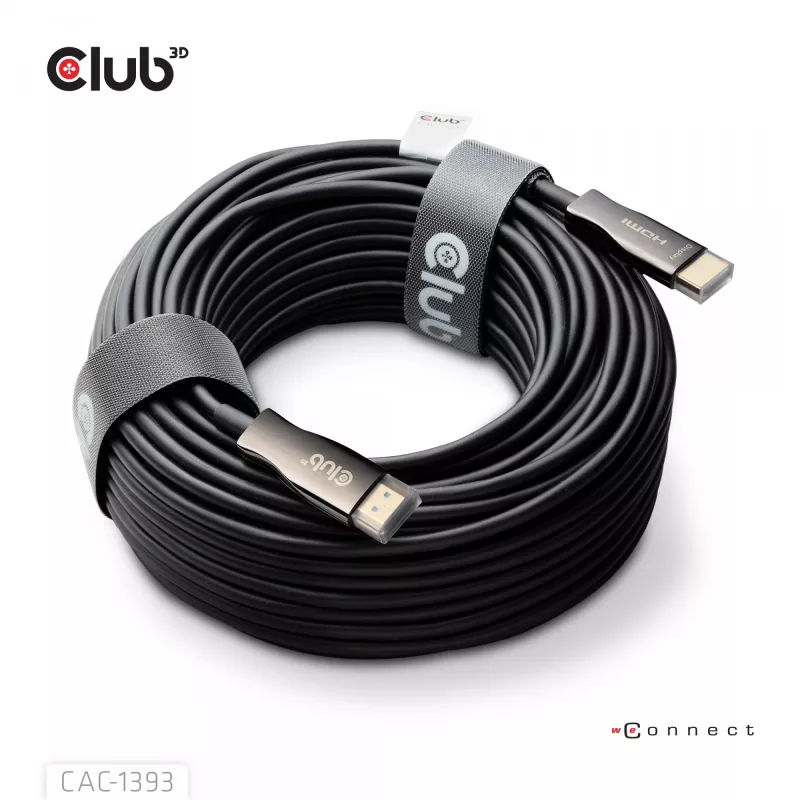 Club 3D HDMI Hybrid AOC kábel 8K60Hz / 4K120Hz 50 m, HDMI typ A konektor samec–konektor samec