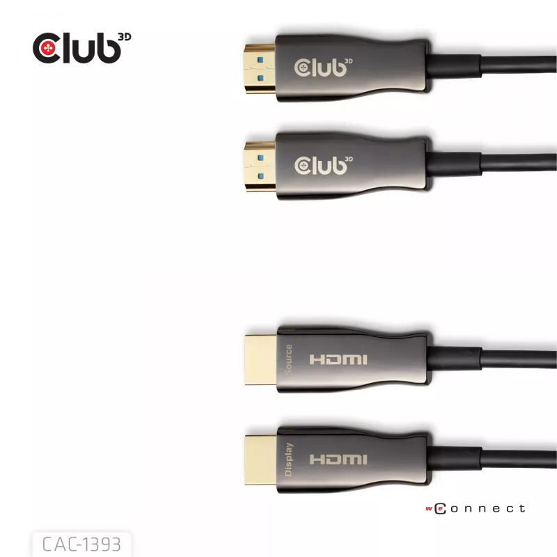 Club 3D HDMI Hybrid AOC kábel 8K60Hz / 4K120Hz 50 m, HDMI typ A konektor samec–konektor samec