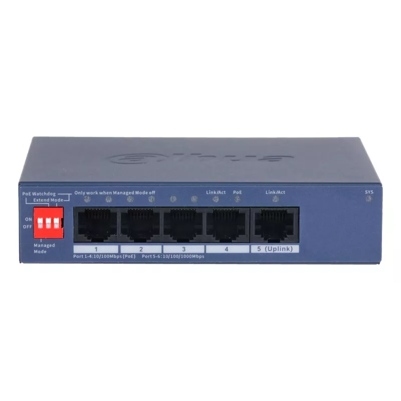Dahua Technology CS4005-4ET1GT-36 sieťový switch managed L2 Gigabit Ethernet (10/100/1000) Power over Ethernet (PoE) modrý