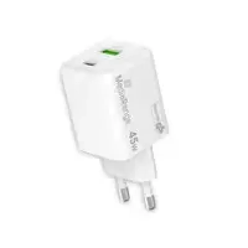 MediaRange MRMA113-2 USB-C 45W AC vnútorná nabíjačka pre smartfón a tablet, biela, vstup 100–240 V