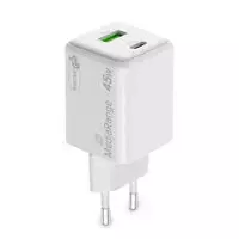 MediaRange MRMA113-2 USB-C 45W AC vnútorná nabíjačka pre smartfón a tablet, biela, vstup 100–240 V