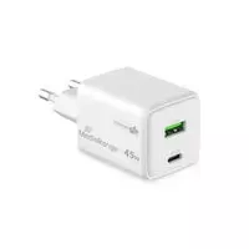 MediaRange MRMA113-2 USB-C 45W AC vnútorná nabíjačka pre smartfón a tablet, biela, vstup 100–240 V