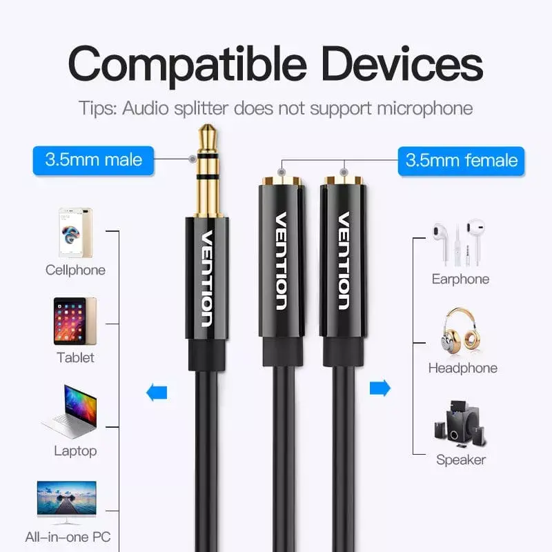 Vention BBSBY audio rozdeľovací kábel 0,3 m