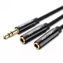 Vention 3,5mm konektor samec na 2x 3,5mm konektor samica stereo rozbočovací kábel 0,3m čierny ABS