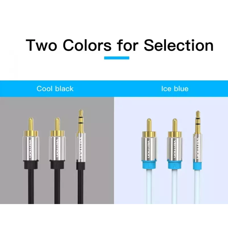Audio kábel Vention 3,5 mm TRRS (konektor samec) na 2×RCA (konektor samec), 2 m, čierny