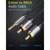 Audio kábel Vention 3,5 mm TRRS (konektor samec) na 2×RCA (konektor samec), 2 m, čierny