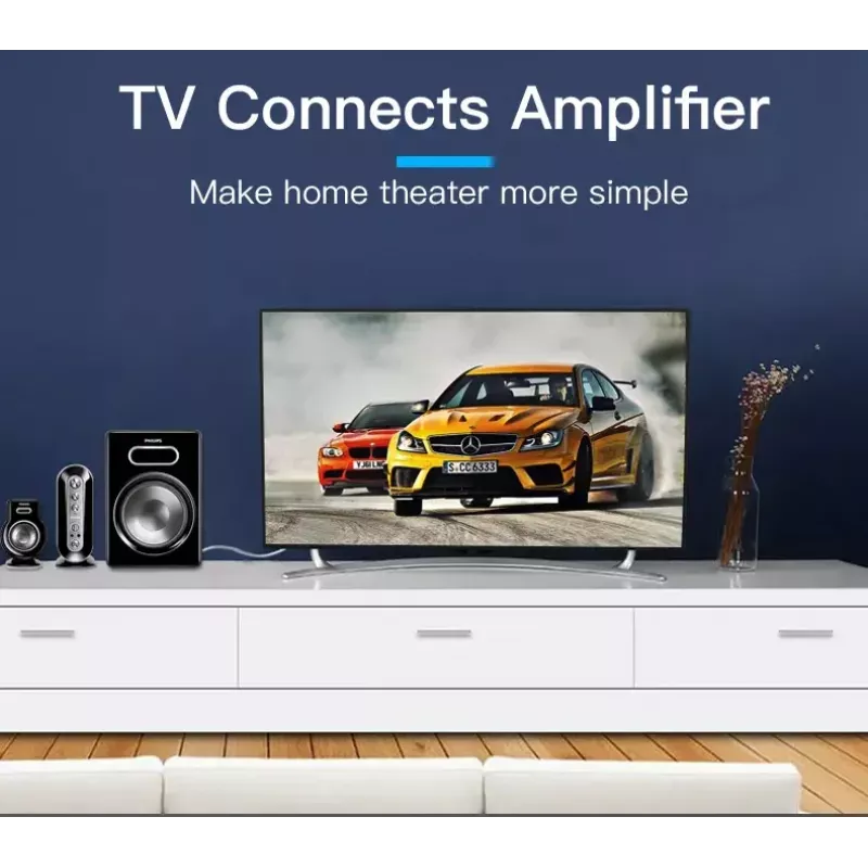 Audio kábel Vention 3,5 mm TRRS (konektor samec) na 2×RCA (konektor samec), 2 m, čierny