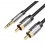 Audio kábel Vention 3,5 mm TRRS (konektor samec) na 2×RCA (konektor samec), 2 m, čierny
