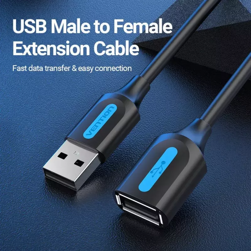 Vention USB 2.0 A konektor samec na A konektor samica predlžovací kábel 3M čierny PVC typ