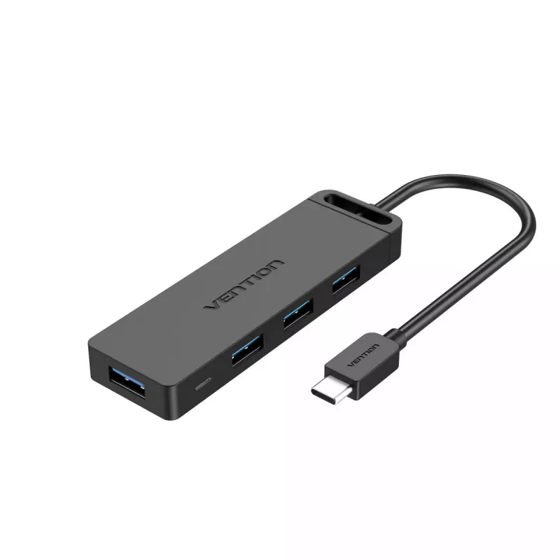 Vention TGKBB rozbočovač USB-C 5 v 1, 4x USB 3.0, napájací vstup Micro-USB, 5 Gb/s, 0,15 m, čierny