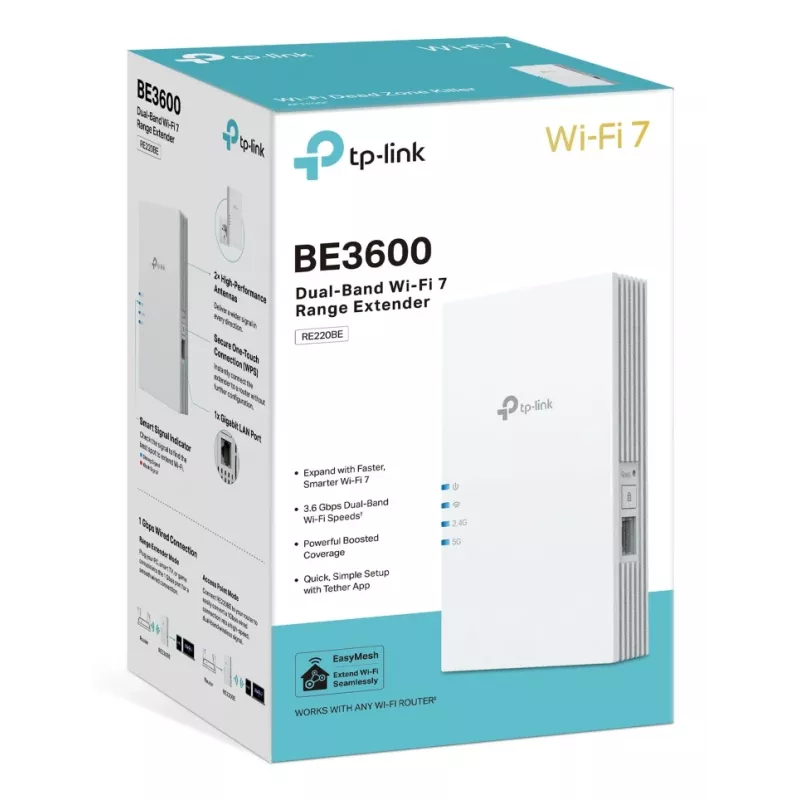 TP-Link RE220BE Opakovač Wi-Fi 7, dvojpásmový 3,6 Gb/s (RE220BE)