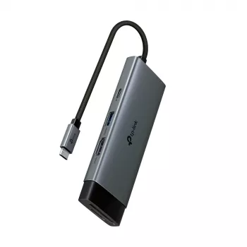 USB Type-C hub TP-Link UH7021C — HDMI, USB 3.2 Gen1, USB 2.0, SD/microSD, 5000 Mbit/s, hliník čierny