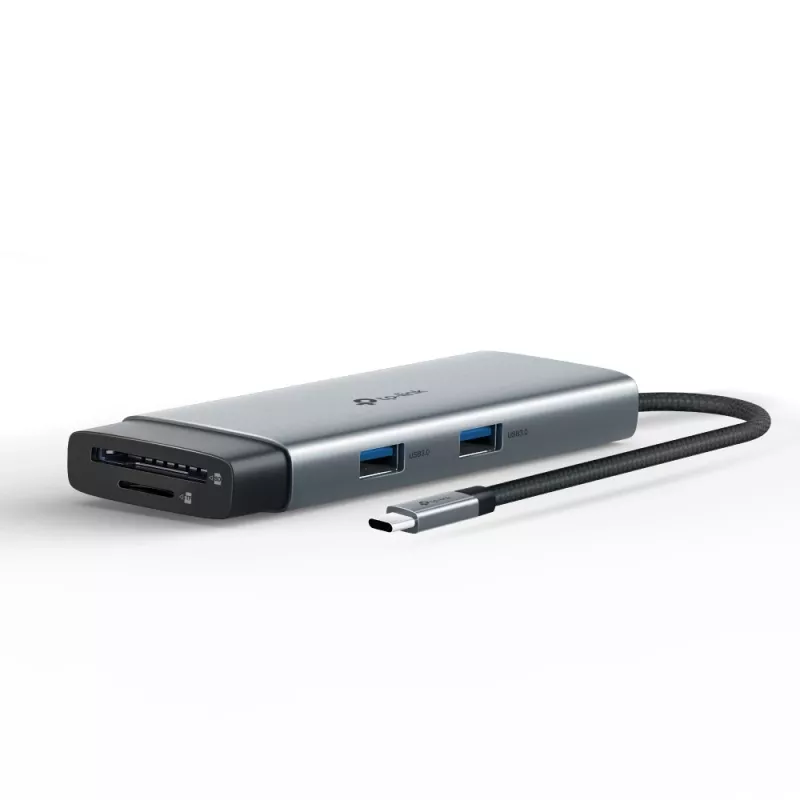 USB Type-C hub TP-Link UH7021C — HDMI, USB 3.2 Gen1, USB 2.0, SD/microSD, 5000 Mbit/s, hliník čierny