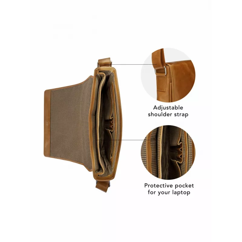 dbramante1928 Marselisborg - 14 inch - Golden tan N.E., taška messenger, 35,6 cm (14 inch), ramenný popruh, 1,24 kg