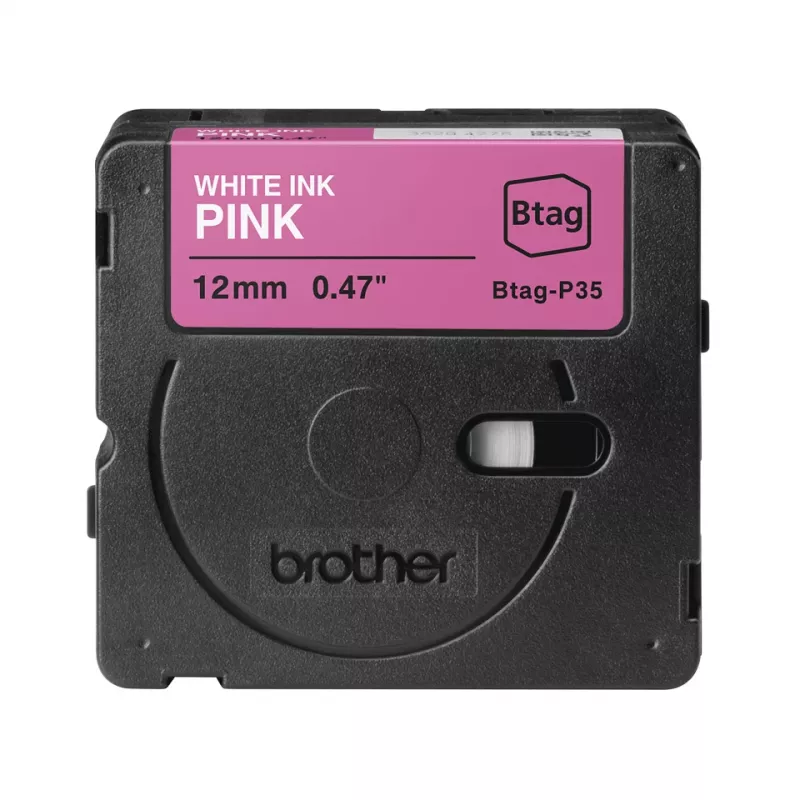 Páska na etikety Brother BTAG-P35 biela na ružovej 1,2 cm 4 m