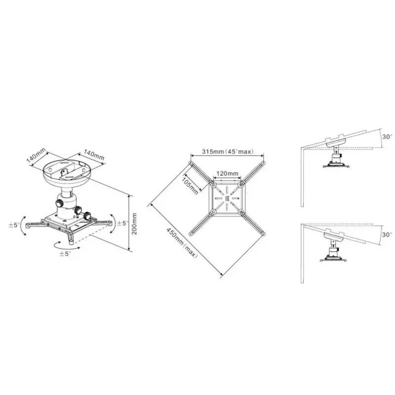 Stropný držiak Multibrackets M Universal Projector 200 s jemným nastavením
