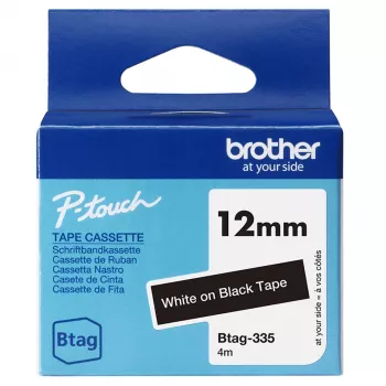 Páska na etikety Brother BTAG-335 biela na čiernej 1,2 cm 4 m
