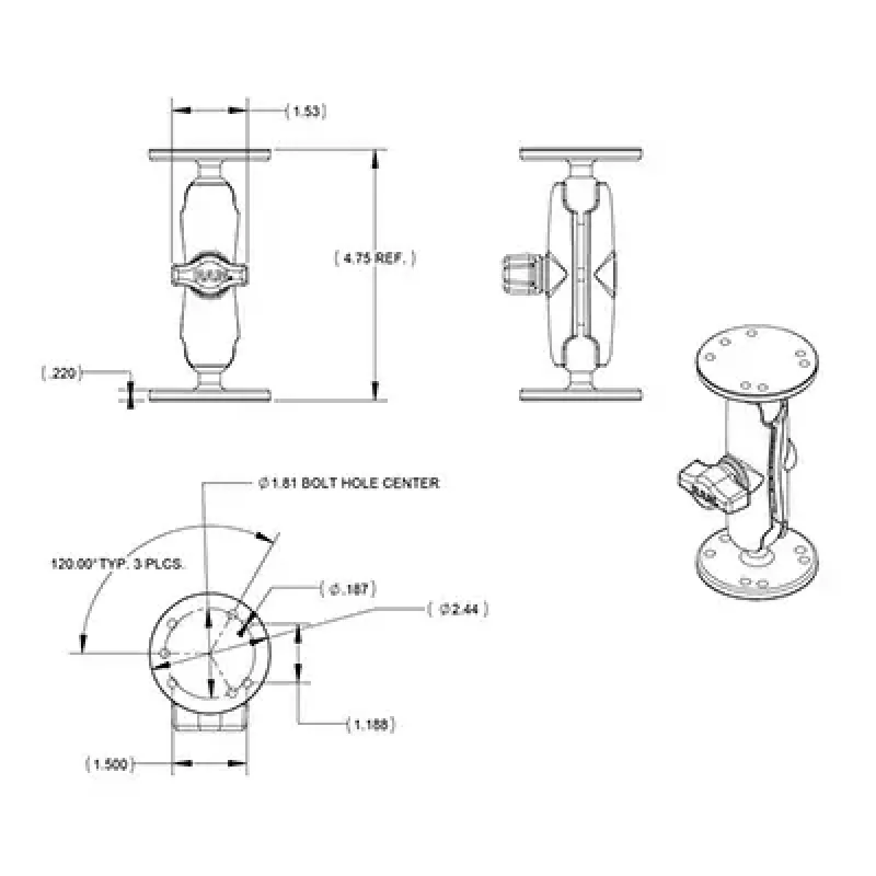 Univerzálny držiak s dvojitou guľou RAM Mounts RAM-B-101U
