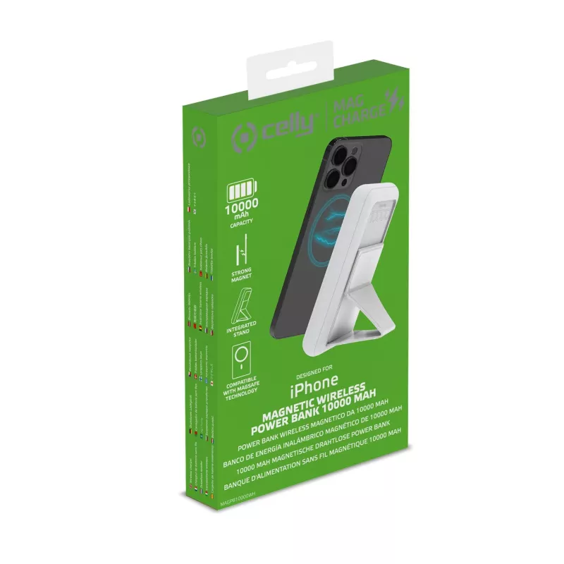 Celly MAGPB10000WH powerbanka 10000 mAh bezdrôtové nabíjanie biela