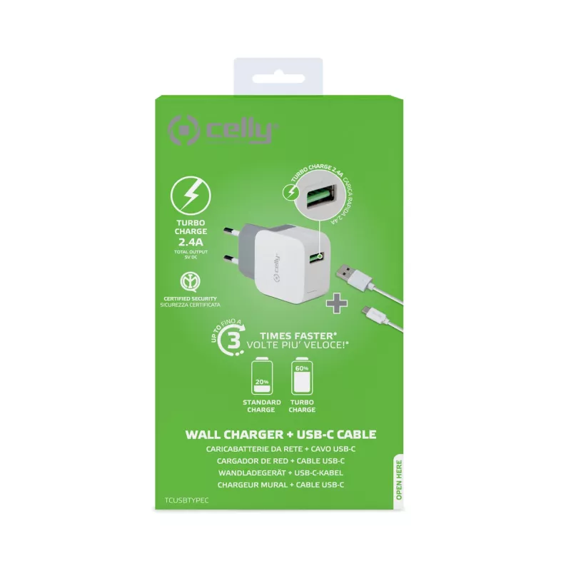 Celly TCUSBTYPEC nabíjačka pre mobilné zariadenia univerzálna biela USB interiérová