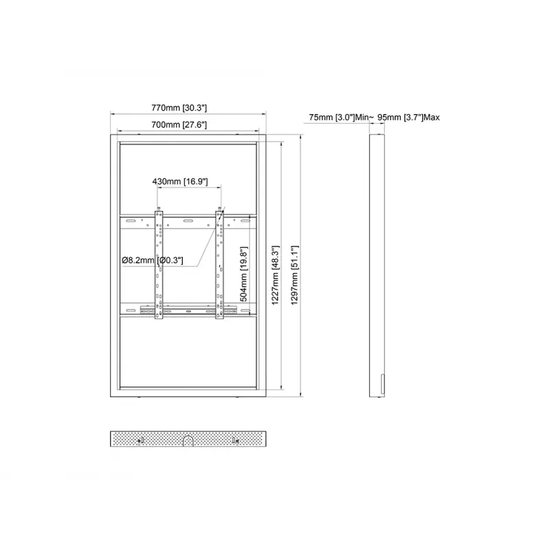 Multibrackets M Pro Series puzdro 55 inch nástenné stredné čierne oceľ na šírku/na výšku
