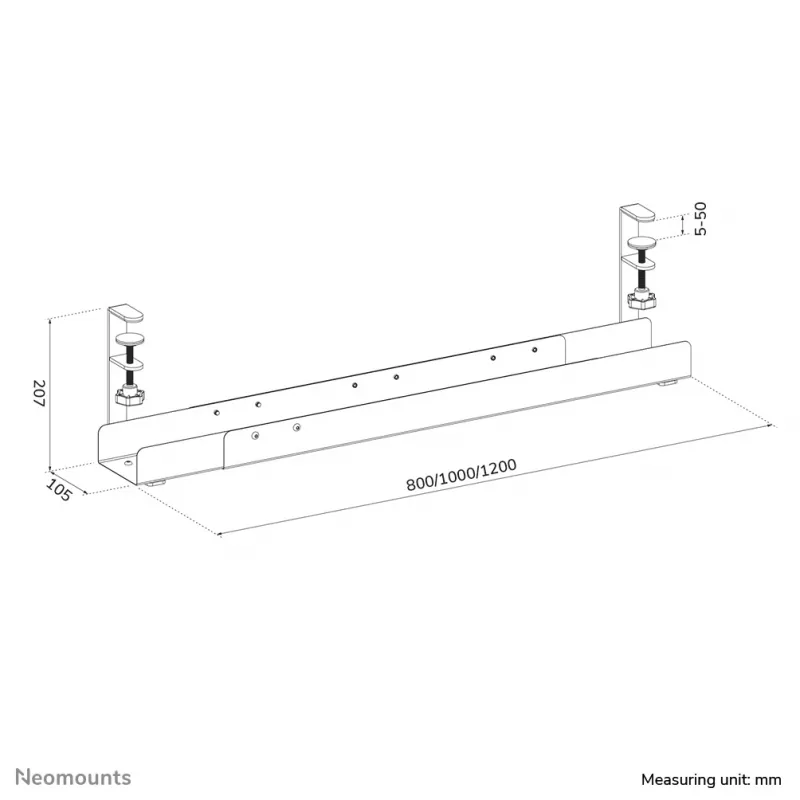 Káblová vanička Neomounts ADS07-120BL pripínacia univerzálna, šírka 120 mm, čierna