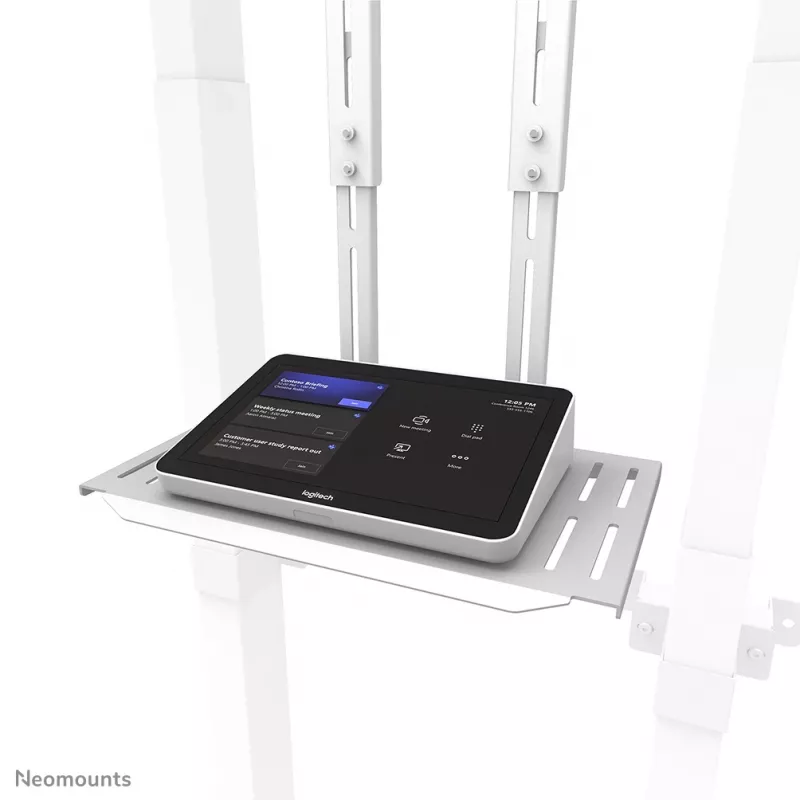 Neomounts AFL-875WH1 súprava pre videobar a multimédiá, polica na kameru / AV, vrátane adaptéra Logitech Rally Bar (Mini), max. 9 kg, oceľ, biela