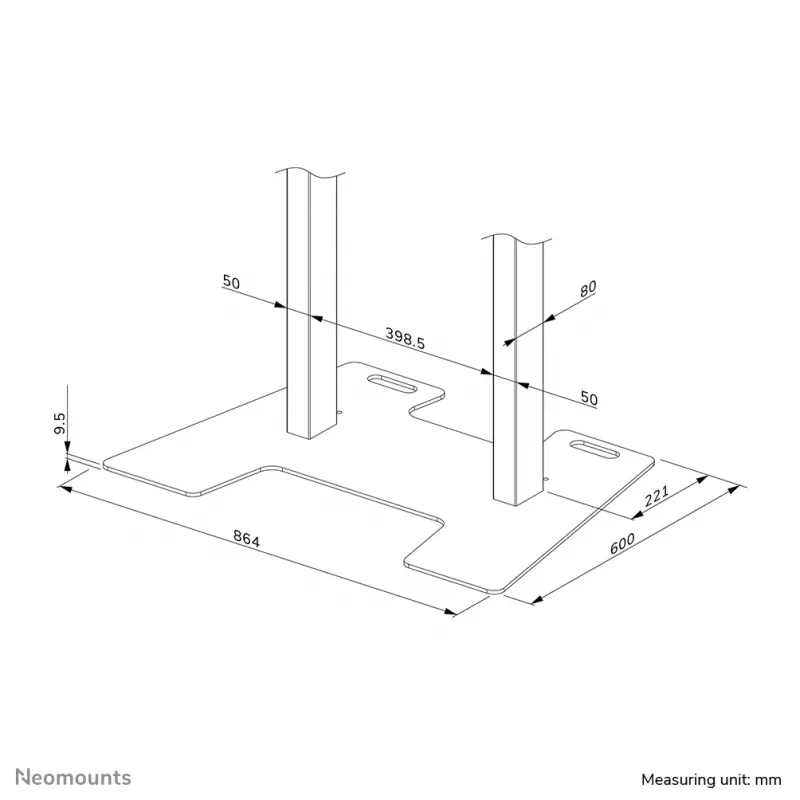 Platforma Neomounts AFP-875WH biela oceľová základňa 864x600x95mm