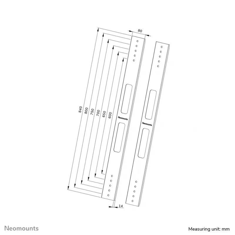 Rozširujúca sada Neomounts AWL-250BL18 VESA 400x600 800x800