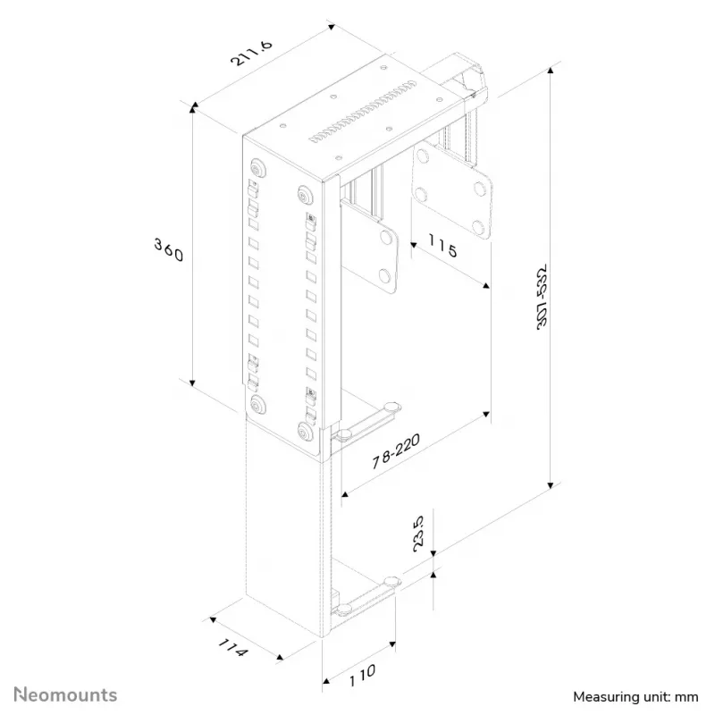 Neomounts CPU-D100SILVER držiak CPU - max. 30 kg - univerzálny