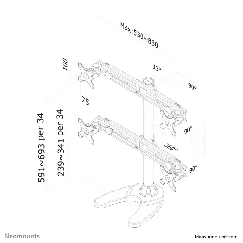 Neomounts FPMA-D700DD4 stojan na monitor 19-30