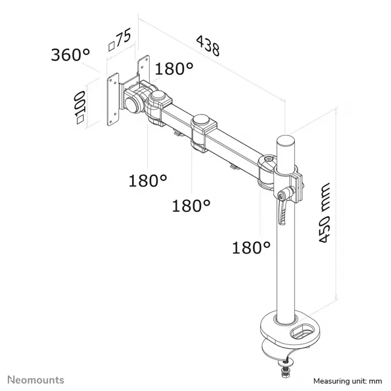 Neomounts FPMA-D960G rameno monitora 10-30 inch