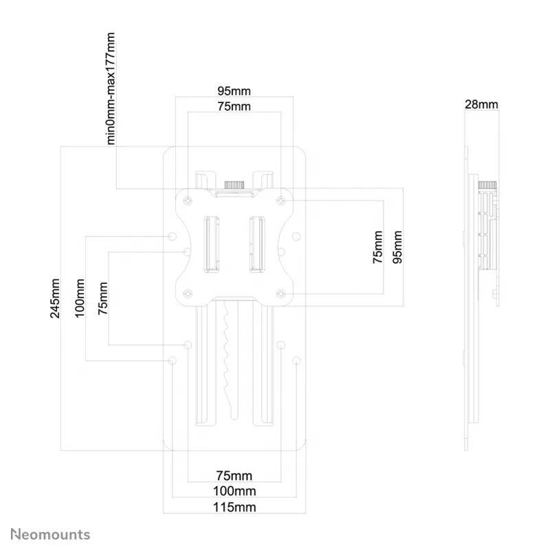 Neomounts FPMA-LIFT100 výškovo nastaviteľný VESA adaptér - univerzálny