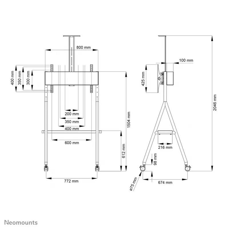 Neomounts NS-M1500Schwarz vozík na TV 32-65