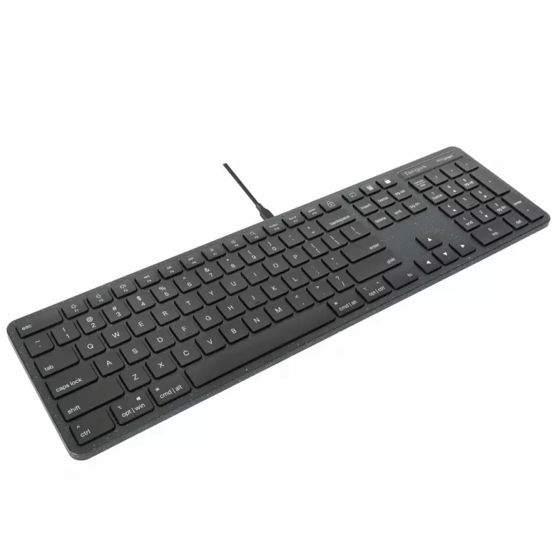 Targus EcoSmart AKB874NO drôtová klávesnica v plnej veľkosti, USB, QWERTY severské, antimikrobiálna, čierna