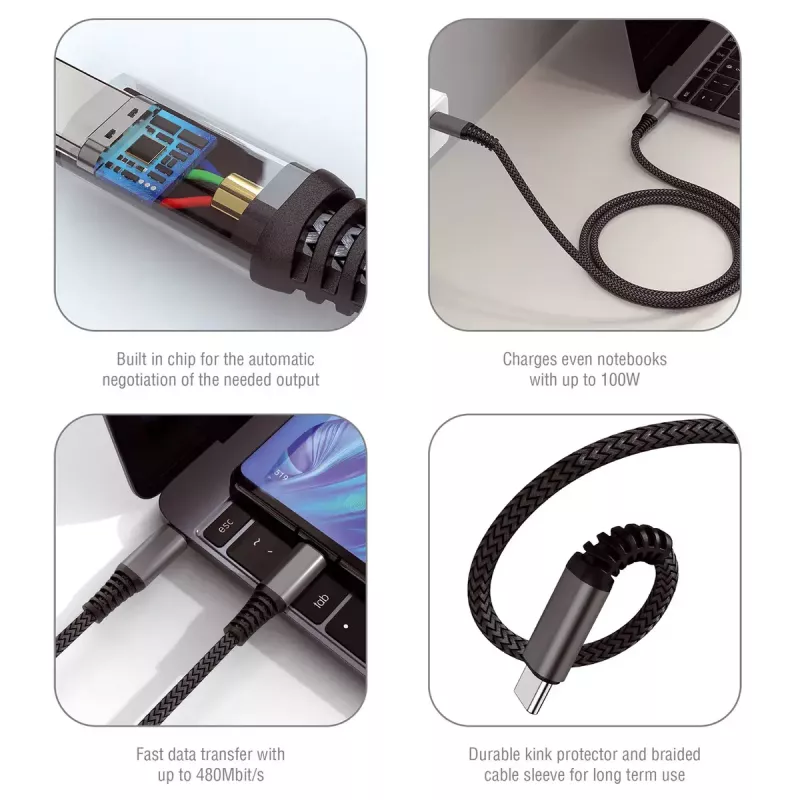 USB kábel 4smarts 456267 3 m USB-C čierny 0,48 Gbit/s