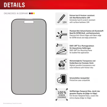 Displex ochranná fólia displeja proti zvedavým pohľadom (10H) pre Apple iPhone 16 Pro, Eco montážny rámik, filter proti zvedavým pohľadom