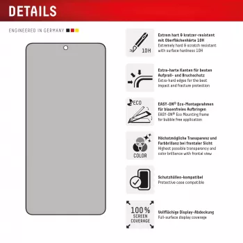 Displex Privacy Screen Protector (10H) pre Samsung Galaxy S25 Edge, Eco montážny rámik, filter proti zvedavým pohľadom