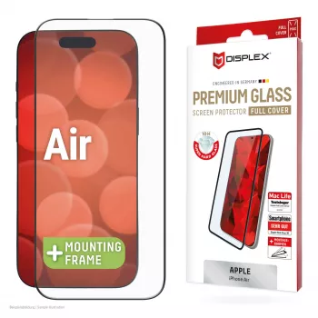 Displex Premium ochranná fólia (úplné prekrytie, 10H) pre Apple iPhone Air, Eco montážny rámik, úplné prekrytie
