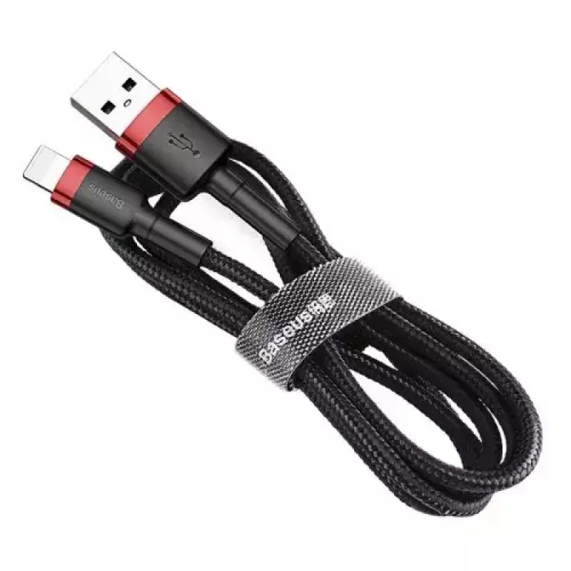 USB-A na Lightning kábel Baseus CALKLF-C19 2 m – hliníkové puzdro, 1,5 A, čierno-červený