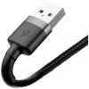 USB-A na Lightning kábel Baseus Cafule (CALKLF-CG1) – nylonové opletenie, QC3.0 1,5 A, 2 m, sivý/čierny