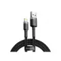 USB-A na Lightning kábel Baseus Cafule (CALKLF-CG1) – nylonové opletenie, QC3.0 1,5 A, 2 m, sivý/čierny