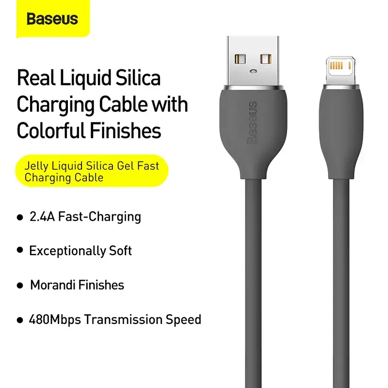 USB 2.0 dátový kábel Baseus Jelly Lightning na USB-A 1,2 m, čierny