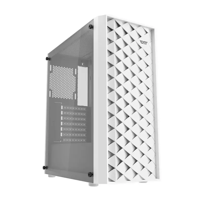 Počítačová skriňa Darkflash DK351, biela, so 4 RGB ventilátormi