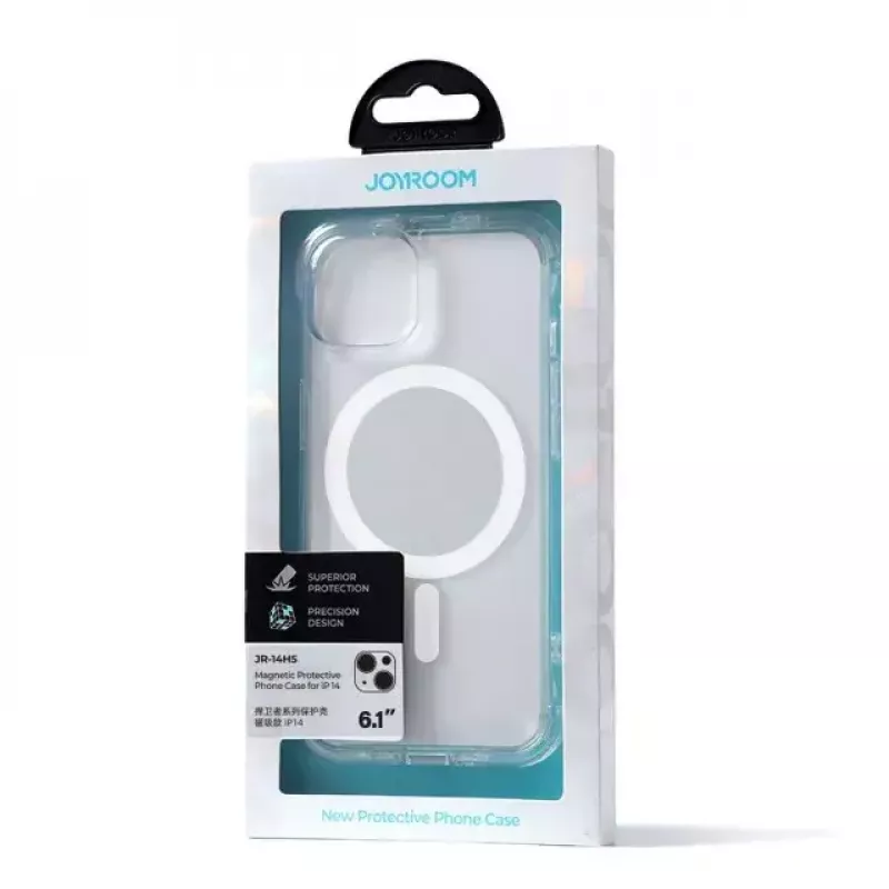 Ochranné priehľadné magnetické puzdro Joyroom JR-14H5 pre iPhone 14 MagSafe s magnetickým prstencom, číre puzdro