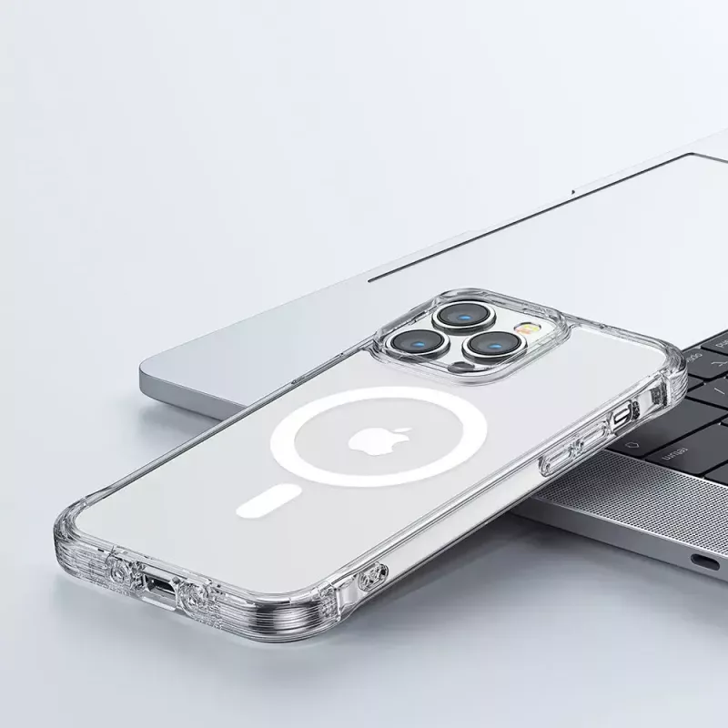 Ochranné priehľadné magnetické puzdro Joyroom JR-14H5 pre iPhone 14 MagSafe s magnetickým prstencom, číre puzdro