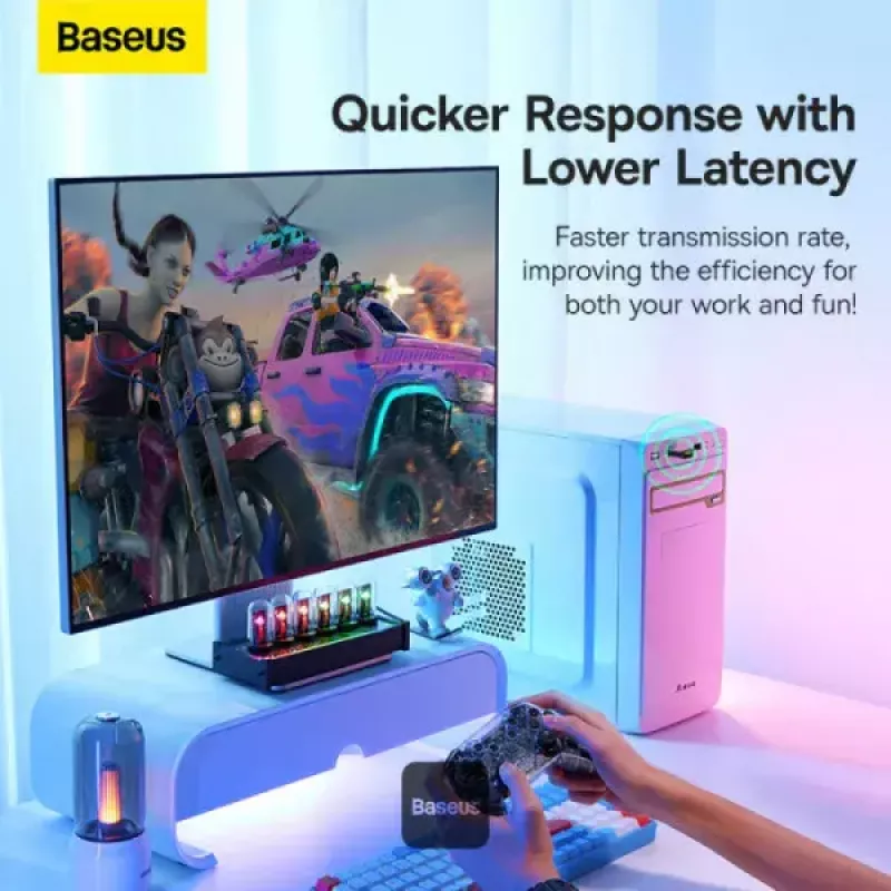 Baseus BA07 Mini Bluetooth adaptér pre PC, USB 5.3 bezdrôtový Bluetooth dongle prijímač - čierny