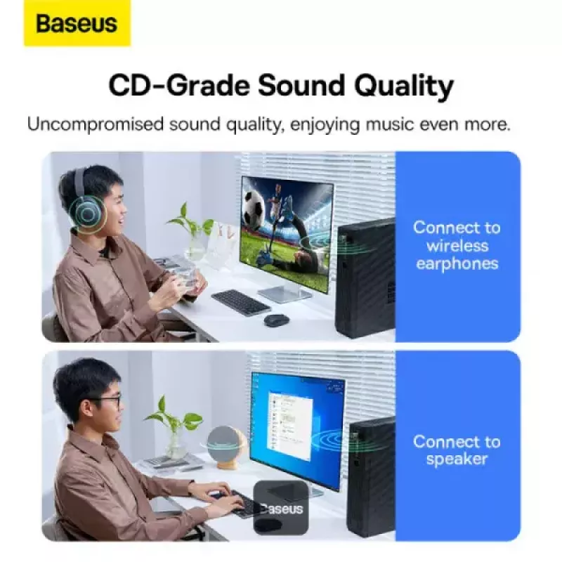 Baseus BA07 Mini Bluetooth adaptér pre PC, USB 5.3 bezdrôtový Bluetooth dongle prijímač - čierny