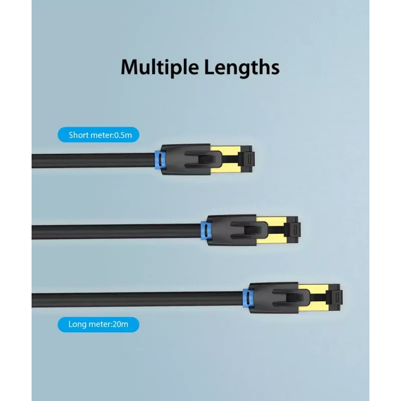 Ethernet patch kábel Vention Cat.8 S/FTP 1 m čierny RJ-45 pozlátený