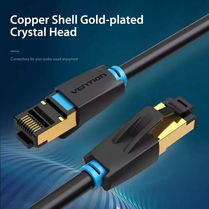 Ethernet patch kábel Vention Cat.8 S/FTP 1 m čierny RJ-45 pozlátený